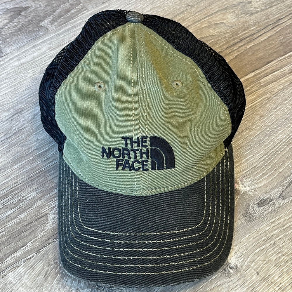 The North Face Trucker Hat Olive Green Black Logo Snapback Mesh Cap Mens Womens